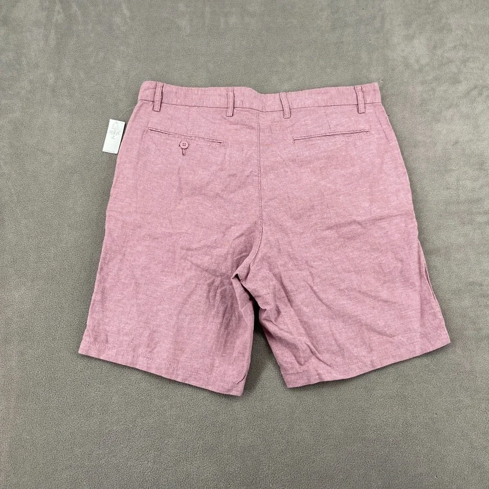 Old Navy Slim Linen Blend Chino Shorts Mens 36‎ Tall Pink Mid Rise Performance